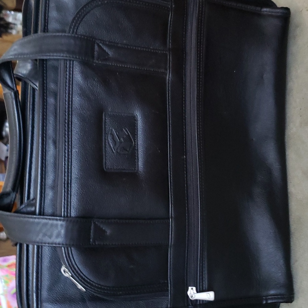 Padded leather laptop electronics carry case travel bag - Picture 7 of 10